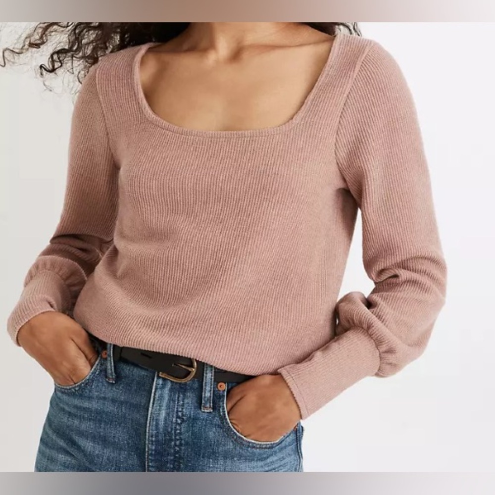 Madewell Pink Ribbed Knit Top